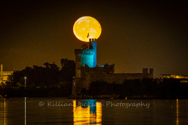 full moon, moon, blackrock, blackrock castle, cork, cork city, ireland, river, river lee