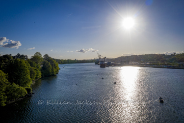 drone, mavic 2 pro, tivoli docks, cork, cork city, ireland, river, river lee