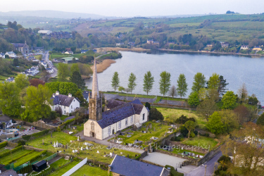 drone, mavic 2 pro, cathedral, Fachtna, rosscarbery, west cork, cork, ireland, wild atlantic way