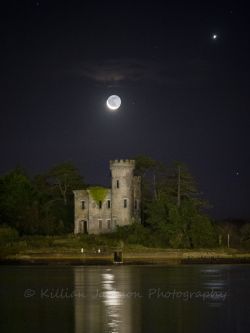 crescent, moon, venus, mercury, fota, castle, cork, ireland