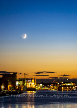 crescent, moon, cork, cork city, ireland, river, river lee