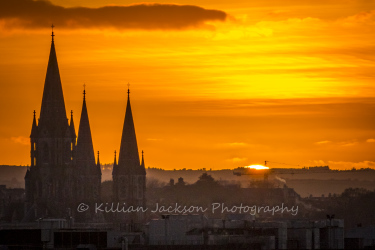 sunset, saint fin barrs, saint fin barres, saint finbarrs, cathedral, cork, ireland