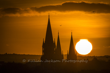 sunset, saint fin barrs, saint fin barres, saint finbarrs, cathedral, cork, ireland