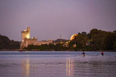 full, moon, rower, blackrock, castle, cork, cork city, ireland, river lee