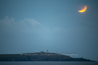 galley head, lunar, eclipse, moon, west cork, cork, ireland, wild atlantic way