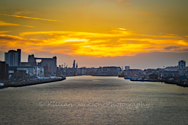 sunset, river, lee, cork, ireland