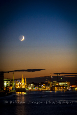 crescent, moon, cork, cork city, ireland, river, river lee