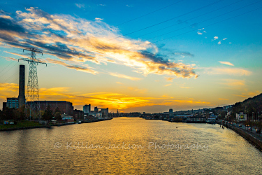 sunset, river, lee, cork, ireland