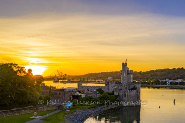 drone, mavic 2 pro, sunset, blackrock, blackrock castle, cork, cork city, ireland, river, river lee