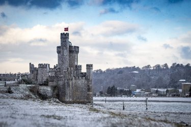 snow, blackrock, castle, cork, ireland