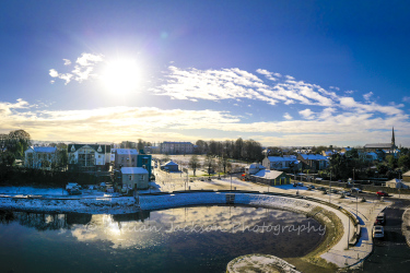 drone, mavic 2 pro, snow, blackrock, village, cork, cork city, ireland, river, river lee