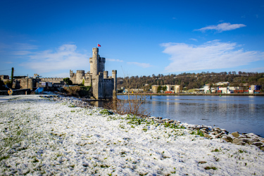 snow, blackrock, blackrock castle, cork, cork city, ireland, river, river lee