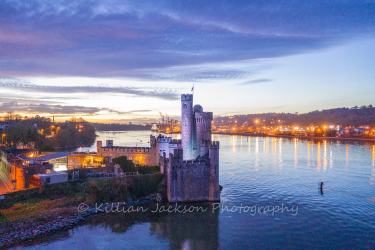 drone, mavic 2 pro, sunset, blackrock, blackrock castle, cork, cork city, ireland, river, river lee