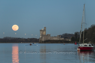 full moon, rower, blackrock, castle, river, lee, cork, ireland