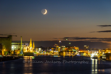 crescent, moon, cork, cork city, ireland, river, river lee