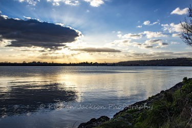 lough mahon, crepuscular rays, cork, cork city, ireland, river, river lee