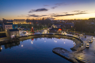 drone, mavic 2 pro, blackrock, village, christmas, christmas tree, cork, cork city, ireland