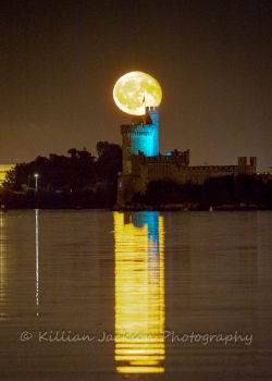 full moon, moon, blackrock, blackrock castle, cork, cork city, ireland, river, river lee