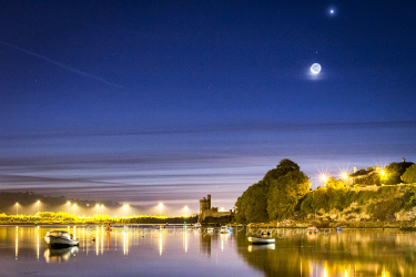 mercury, mars, crescent moon, moon, venus, blackrock, blackrock castle, cork, cork city, ireland, river, river lee