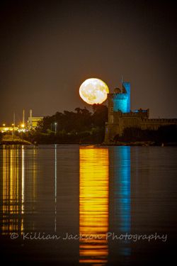 full moon, moon, blackrock, blackrock castle, cork, cork city, ireland, river, river lee