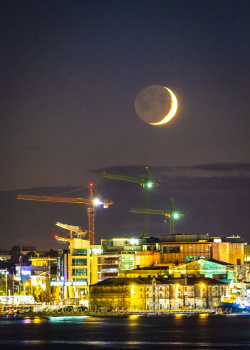 crescent, moon, cork, cork city, ireland, river, river lee