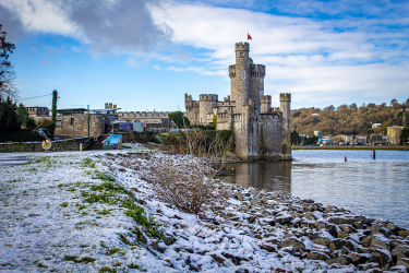 snow, blackrock, blackrock castle, cork, cork city, ireland, river, river lee